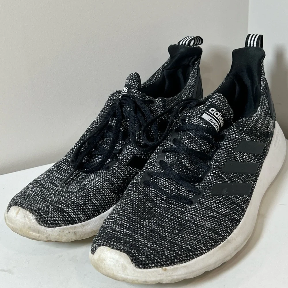 Adidas Size 12 Cloudfoam Black Cotton Knit Sneaker